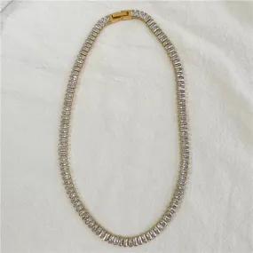 18K Gold-Filled Baguette Tennis Necklace Set