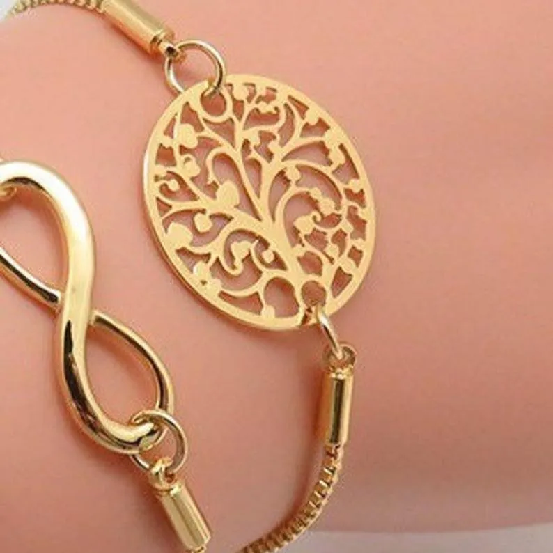 18K Gold-Filled Tree Charm Bracelet