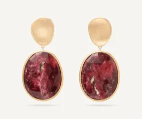 18K Yellow Gold Double Drop Thulite Earrings