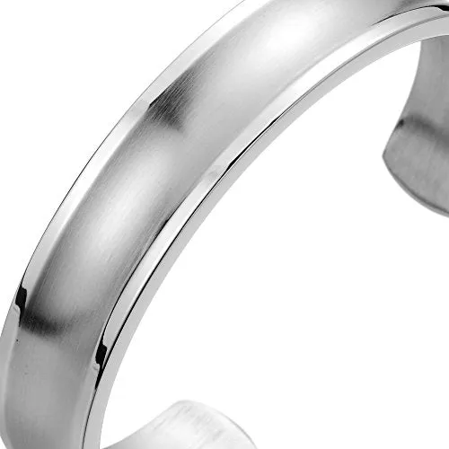 19CM Mens Womens Cuff Bracelet Stainless Steel Bangle Bracelet Grooved Polished and Satin