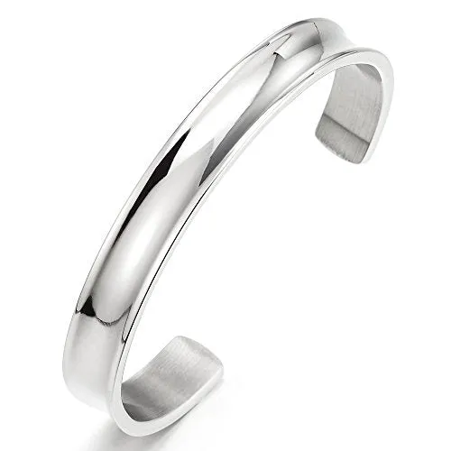 19CM Mens Womens Cuff Bracelet Stainless Steel Bangle Bracelet Grooved Polished and Satin