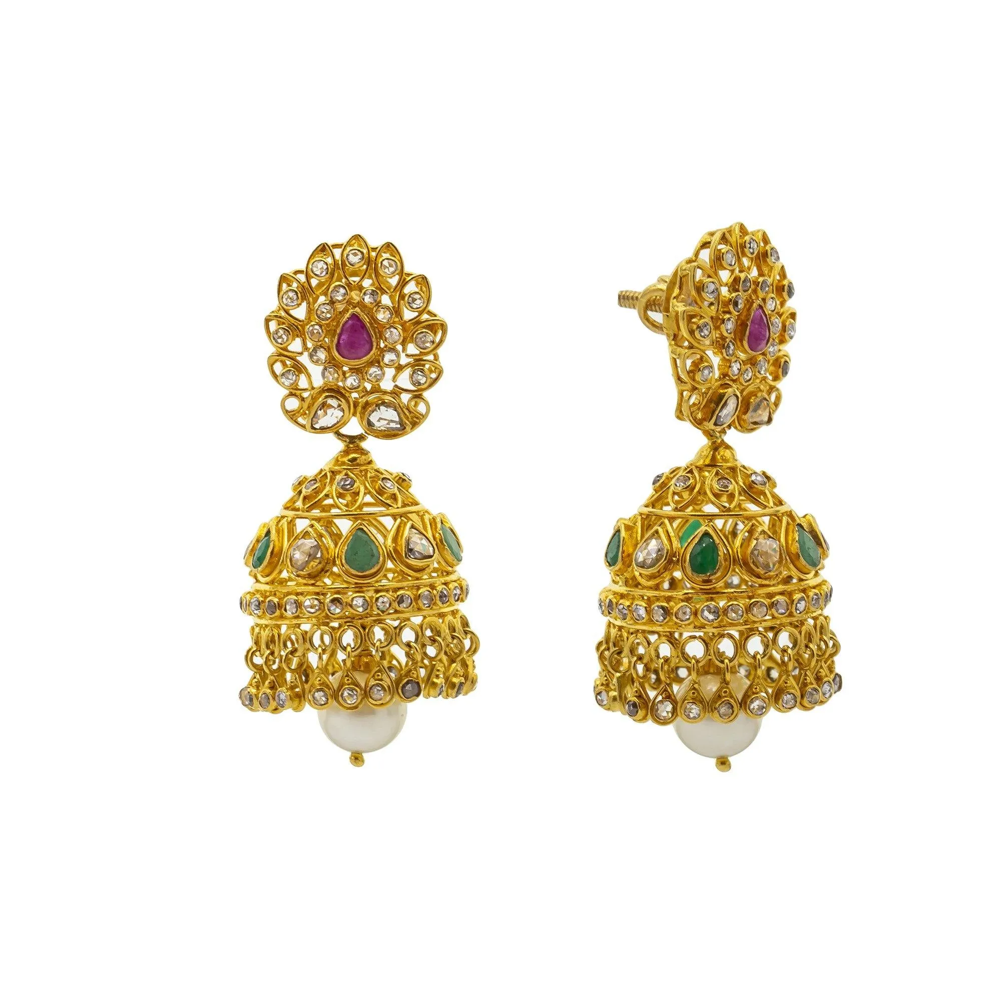 22K Gold & Uncut Diamond Chahna Jewelry Set