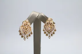 22K Yellow Gold Ethnic Pearl Earrings (Store Pick-Up Only)