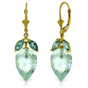 23.5 Carat 14K Solid Yellow Gold Renounce Blue Topaz Earrings