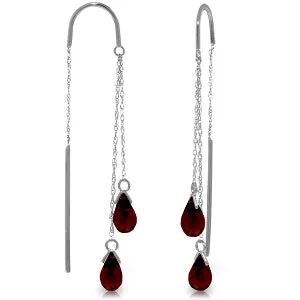 2.5 Carat 14K Solid White Gold Threaded Dangles Earrings Garnet