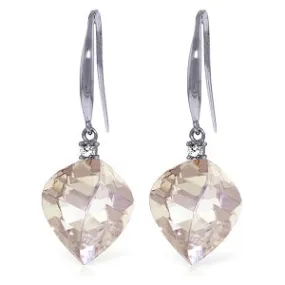 25.7 Carat 14K Solid White Gold Lovable Being White Topaz Diamond Earrings