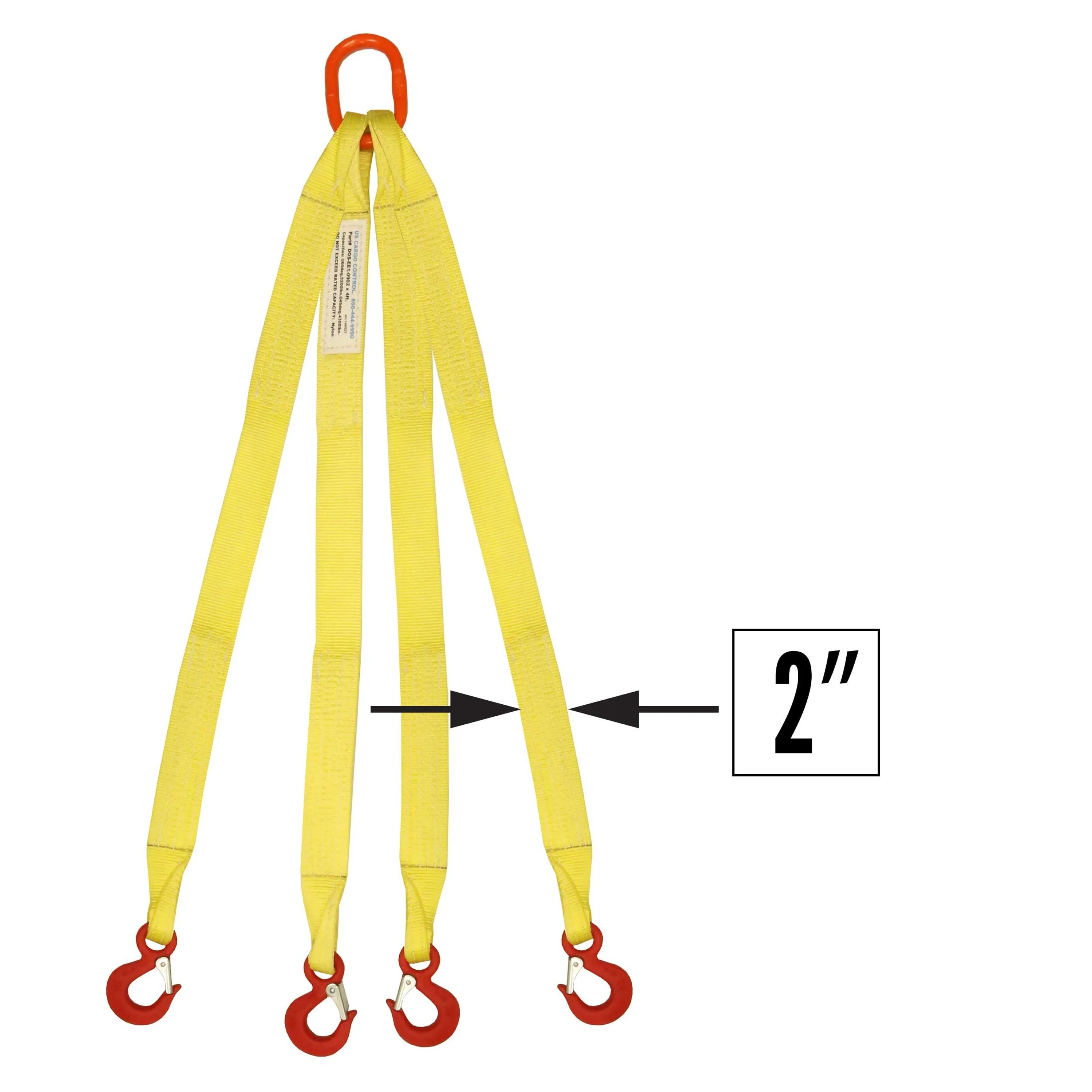 2"x14' (1 ply) Quad Leg Nylon Sling w/ Master Link & Sling Hook