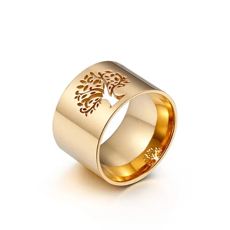 316L Stainless Steel Tree of Life Rings For Women Clover Rings Pattern Finger Rings For Girls