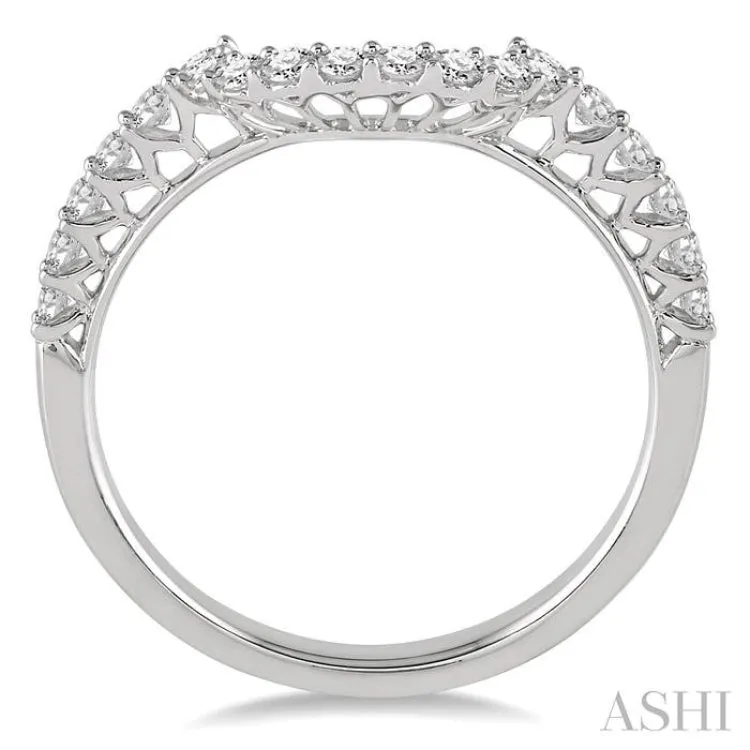 3/8 Ctw Arch Shape Round Cut Diamond Wedding Band in 14K White Gold