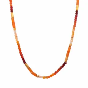 3mm Carnelian, Fire Opal 24K Gold Vermeil Necklace