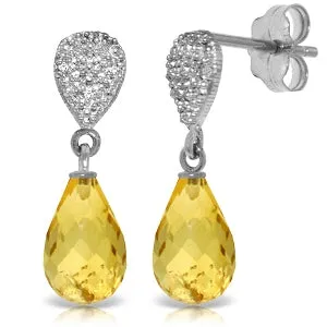 4.53 Carat 14K Solid White Gold Fiery Passion Citrine Diamond Earrings