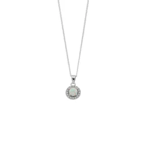 45cm Sterling Silver Synthetic Opal and Cubic Zirconia Necklace