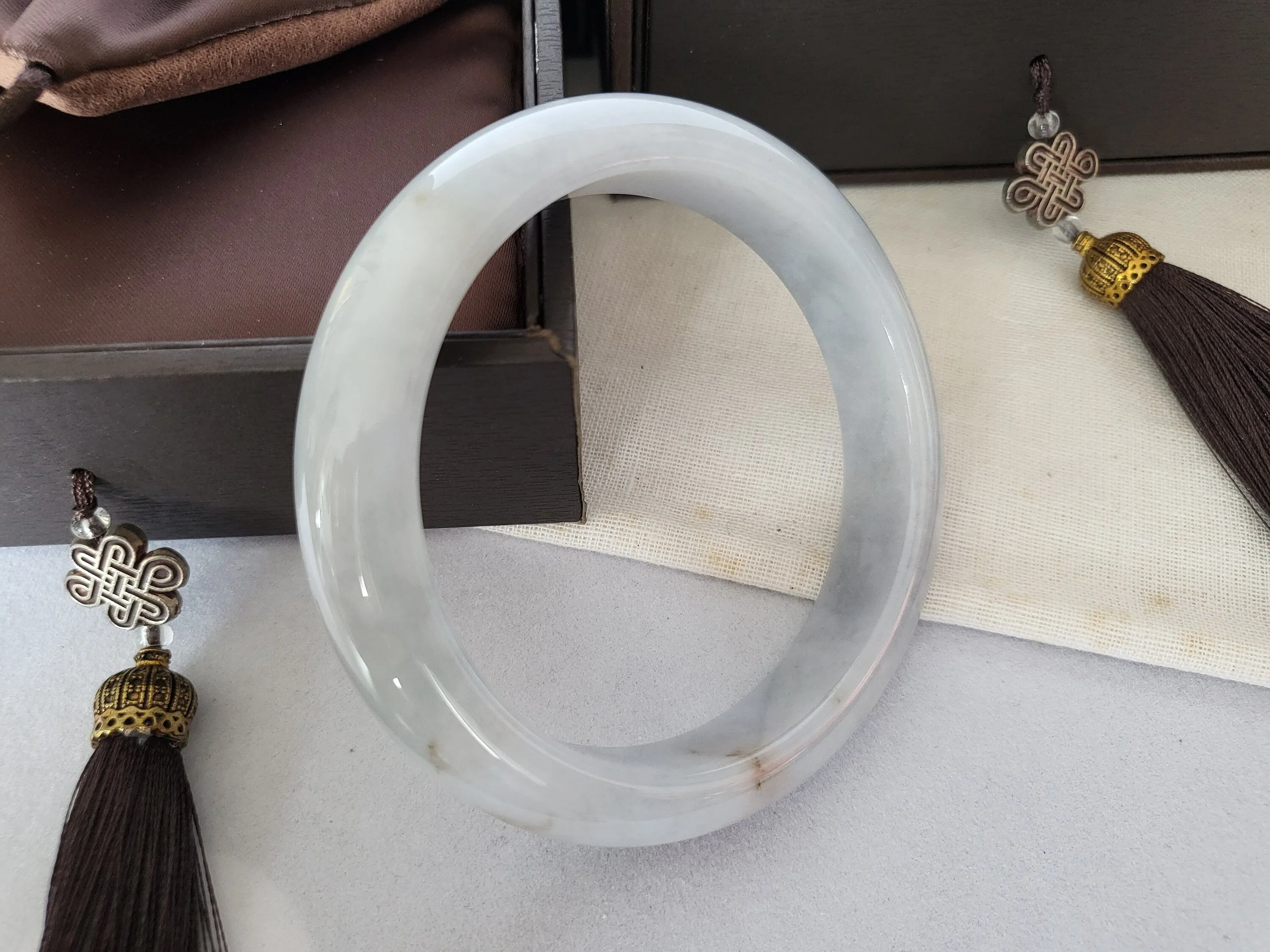 57.8mm Lavender Jadeite Grade A Bangle Natural Burma Jade Purple [LAVENDER DREAMS COLLECTION]