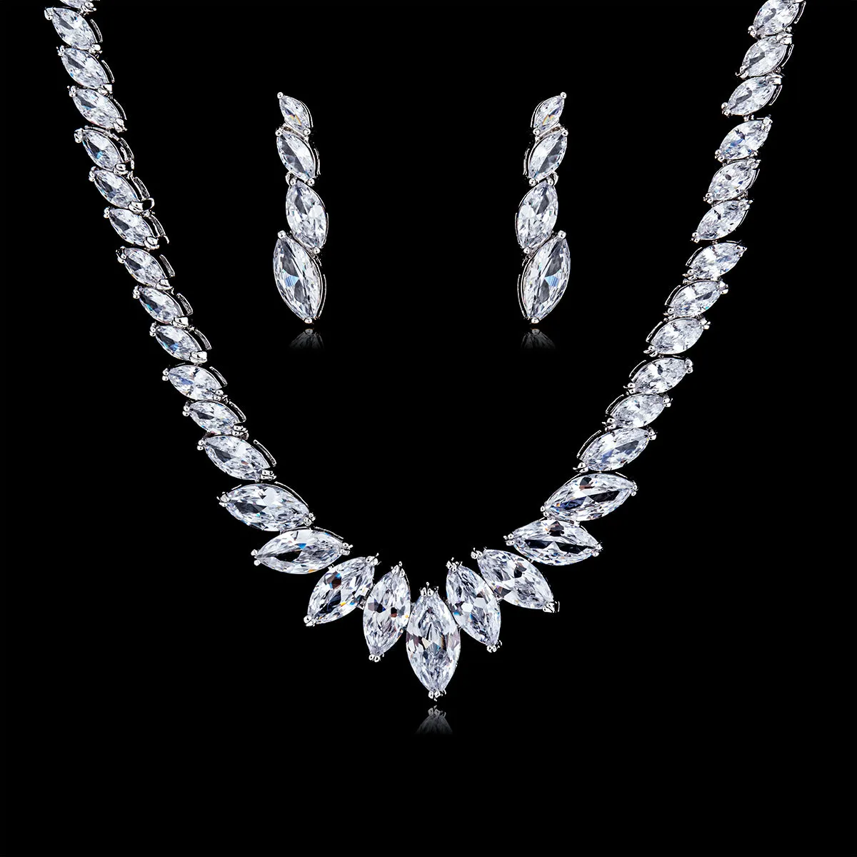 5Cubic zirconia wedding necklace earring set,crystals sets for bridal CN10135