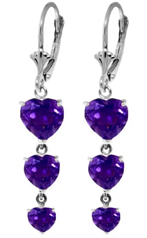 6 Carat 14K Solid Yellow Gold Heartthrob Amethyst Earrings