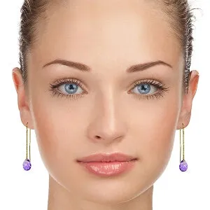 6 Carat 14K Solid Yellow Gold Show Stopper Amethyst Earrings