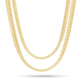 8mm 14K Gold Thick Herringbone Choker Set