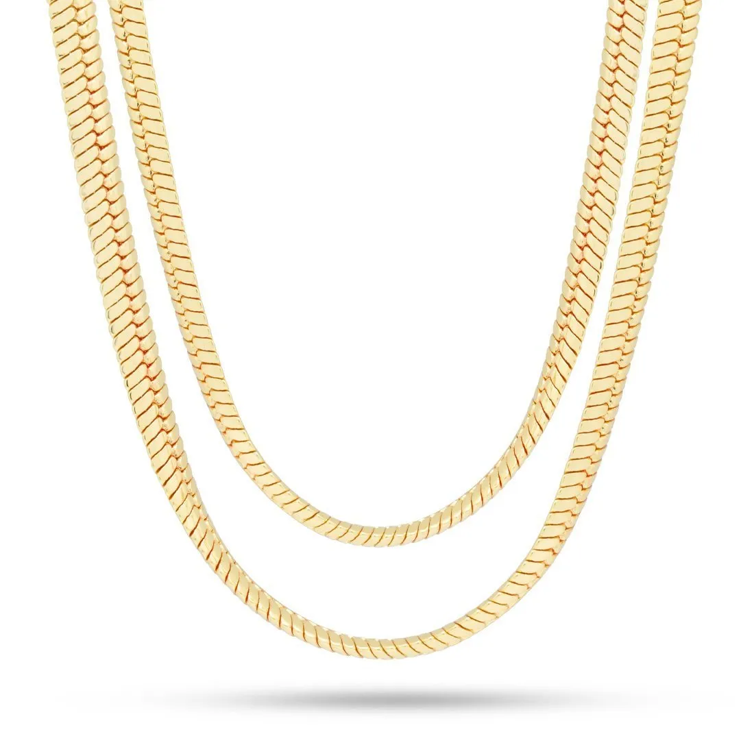 8mm 14K Gold Thick Herringbone Choker Set