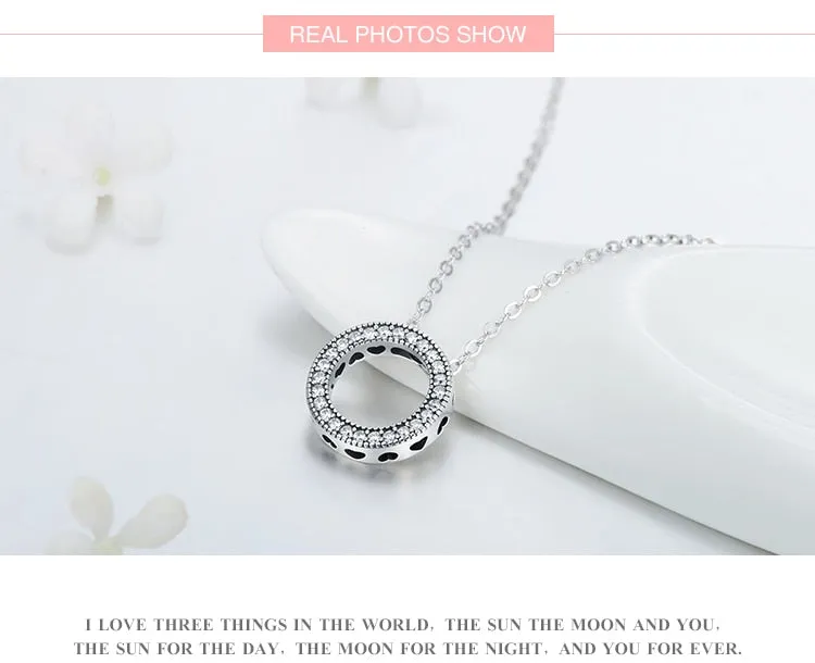 925 Sterling Silver Fashion Round Heart Necklace