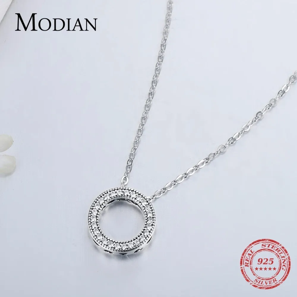 925 Sterling Silver Fashion Round Heart Necklace