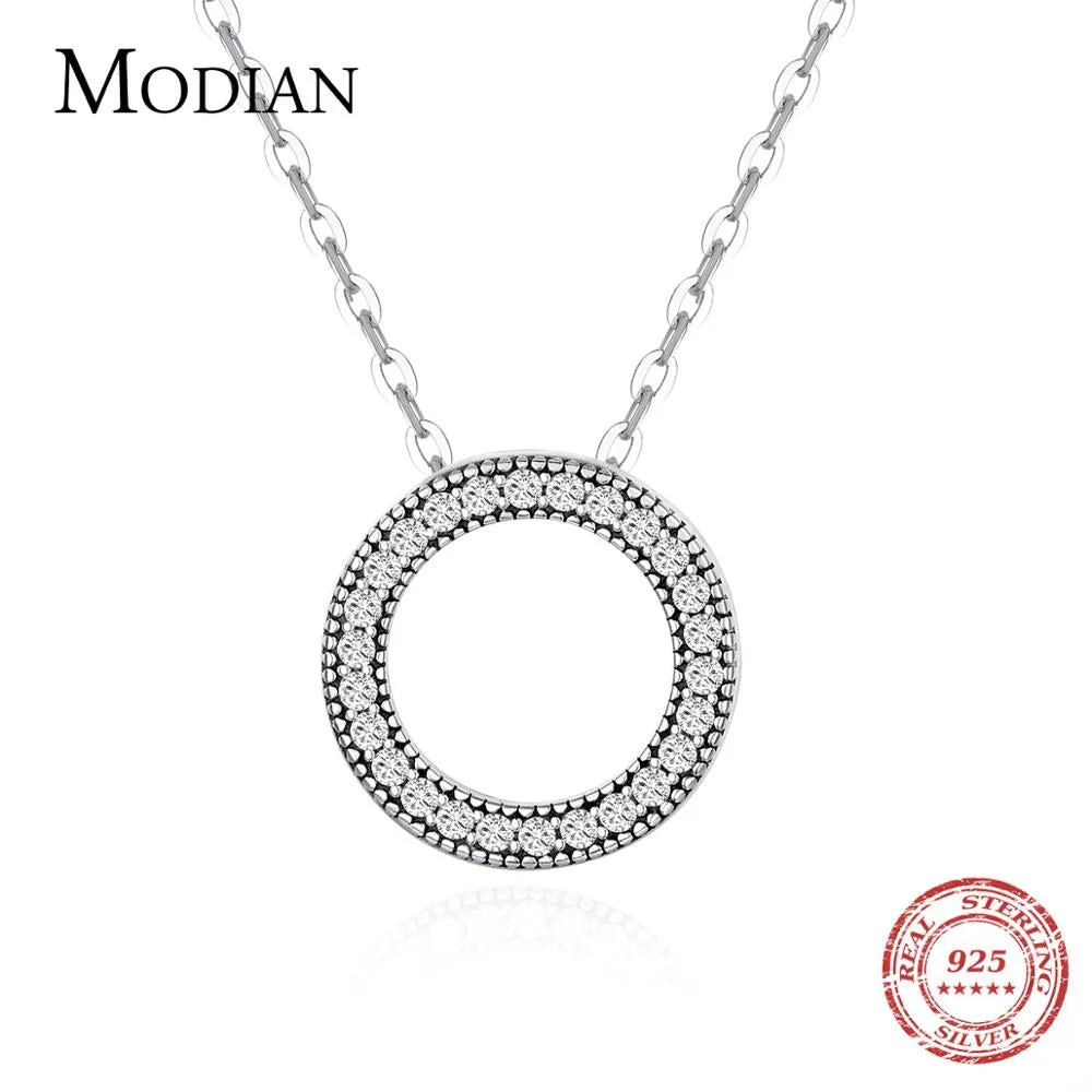 925 Sterling Silver Fashion Round Heart Necklace