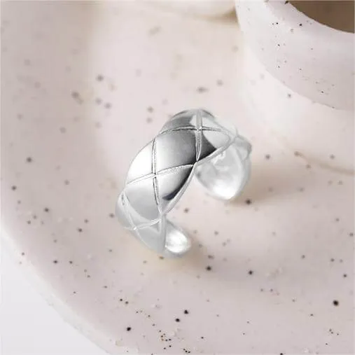 925 Sterling Silver Lattice Plain Ring