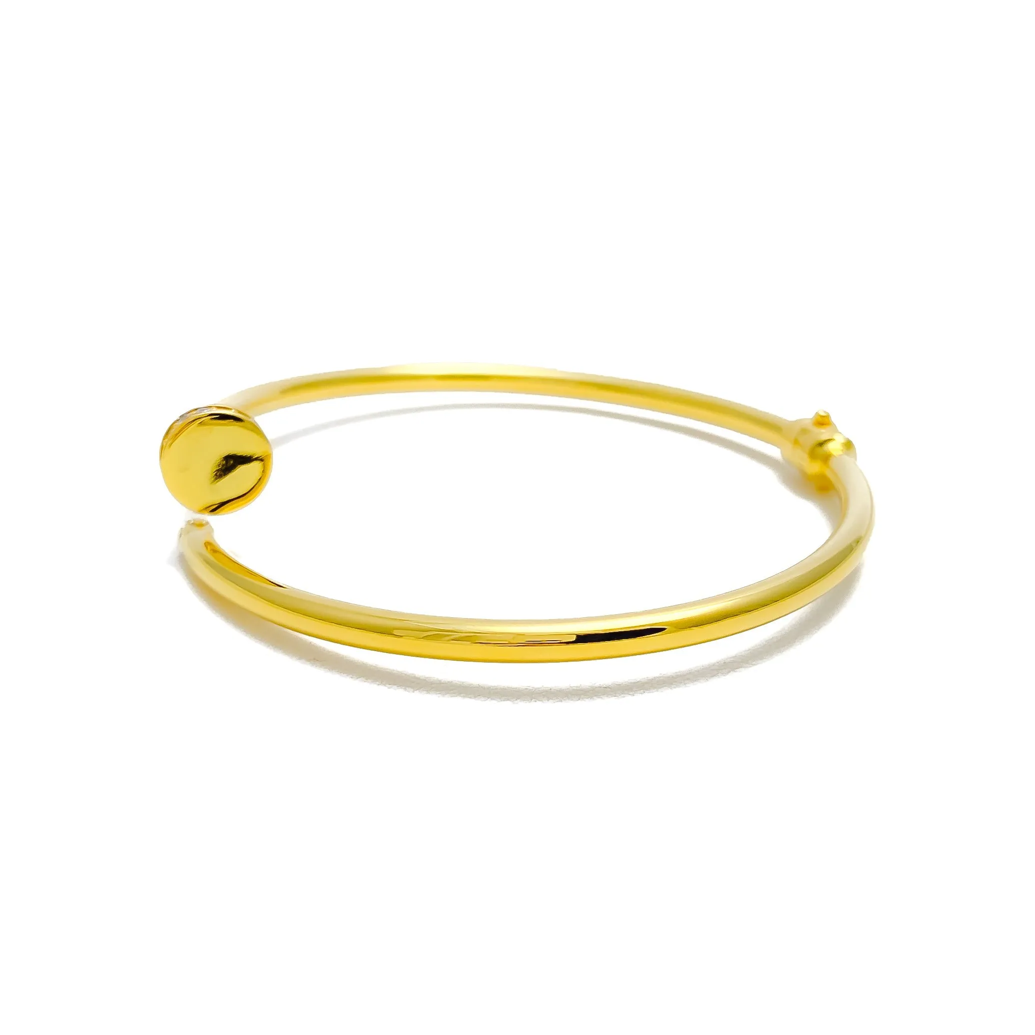 Accented Shimmering 21k Gold CZ Nail Bangle Bracelet