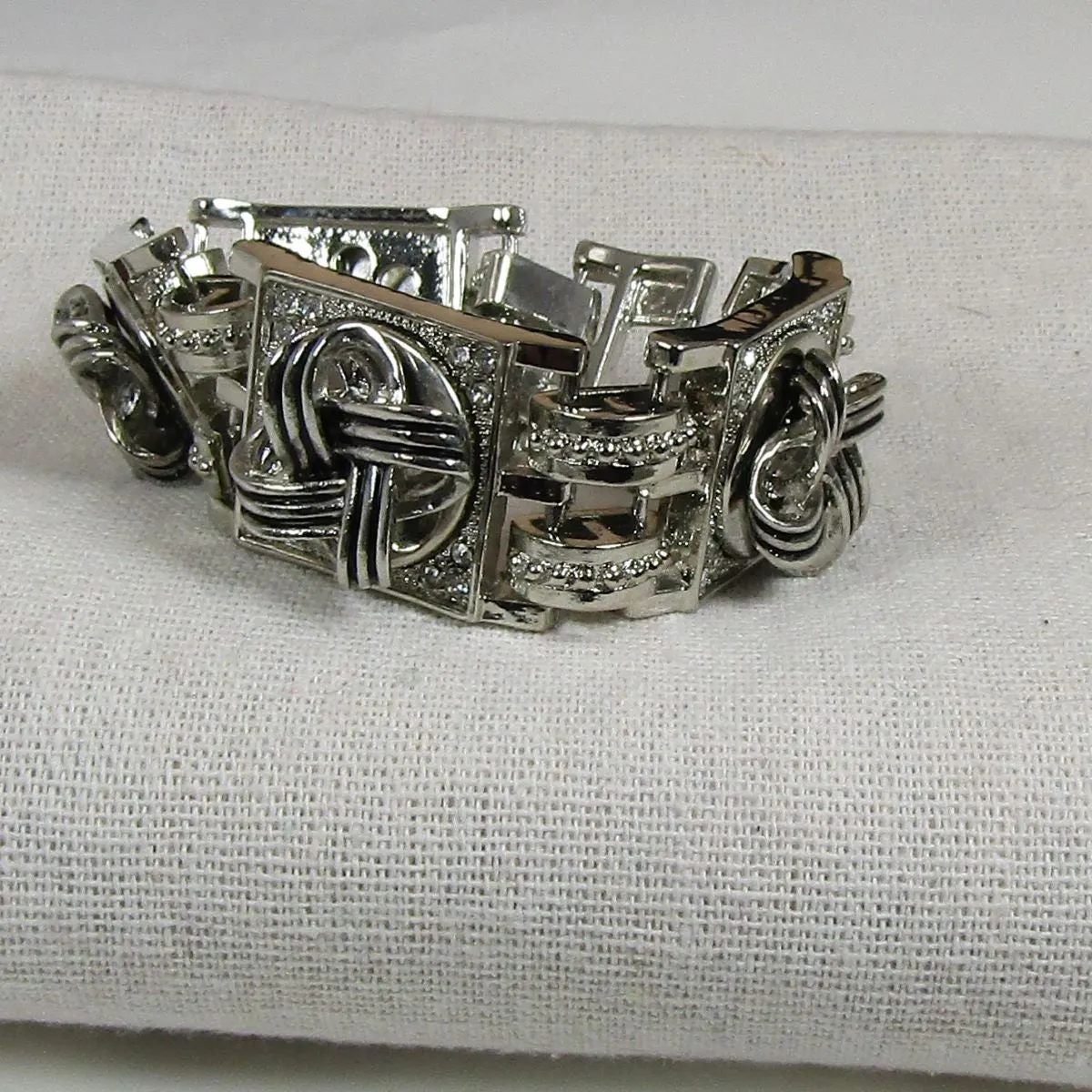 All Silver Linked Cuff Bracelet