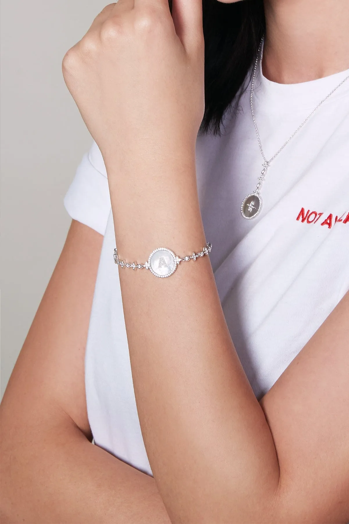 Alphabet Eternelle Adjustable Bracelet - White Silver