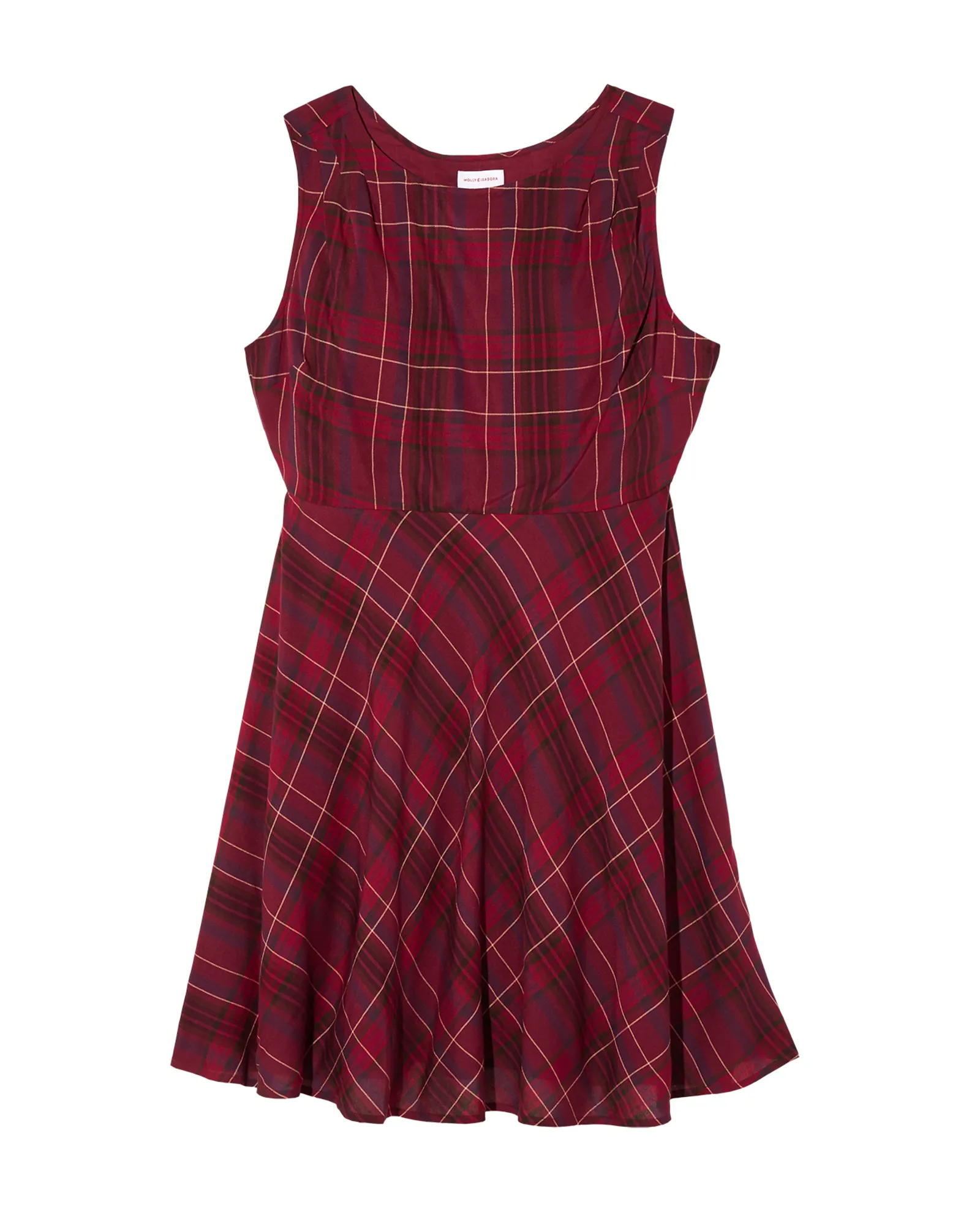 Annato Sleeveless Yarn Dye Fit and Flare Dress | Burgundy