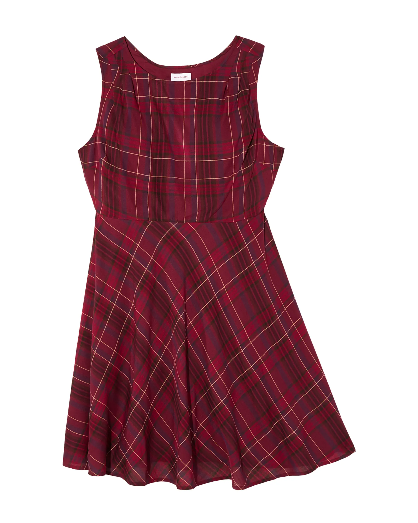 Annato Sleeveless Yarn Dye Fit and Flare Dress | Burgundy