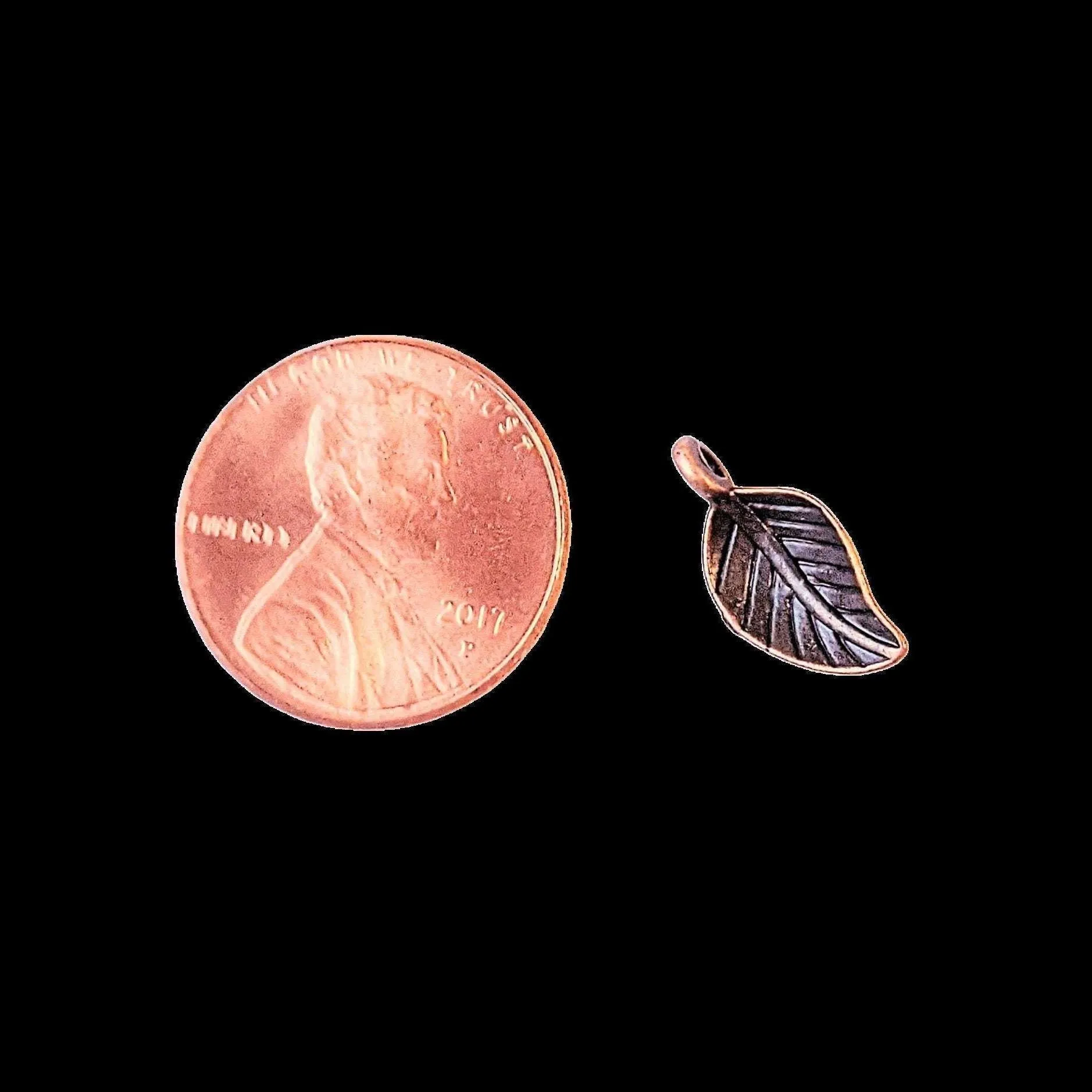 Antique Copper Tiny Leaf Charms