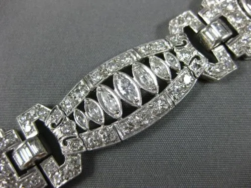 ANTIQUE LARGE & LONG 15.20CT OLD MINE DIAMOND PLATINUM ART DECO TENNIS BRACELET