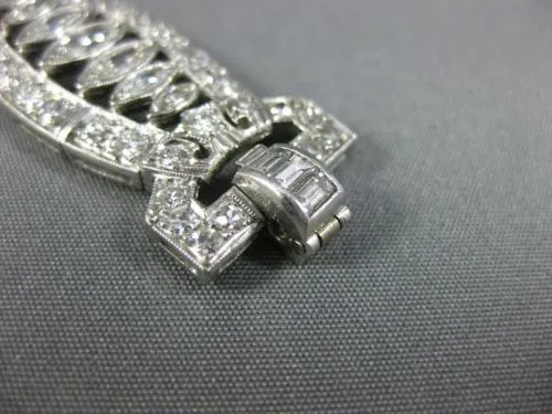 ANTIQUE LARGE & LONG 15.20CT OLD MINE DIAMOND PLATINUM ART DECO TENNIS BRACELET