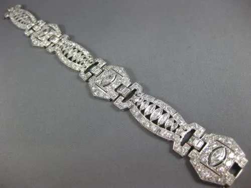 ANTIQUE LARGE & LONG 15.20CT OLD MINE DIAMOND PLATINUM ART DECO TENNIS BRACELET