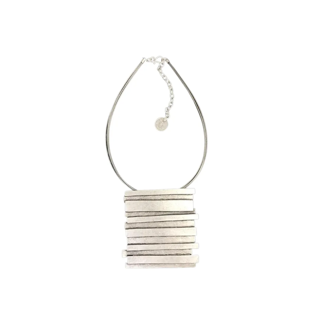 Antique Silver Layers Pendant Necklace