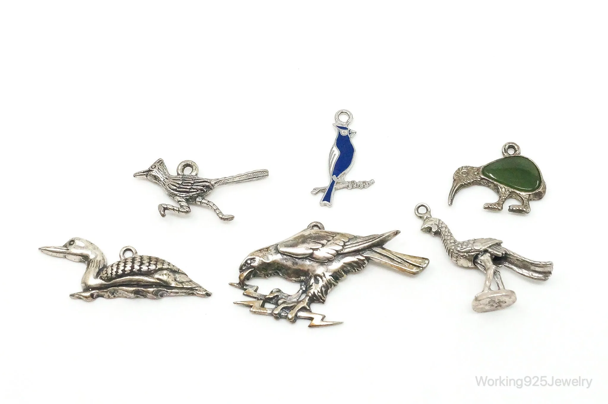 Antique Vintage Birds Sterling Silver Charms Lot