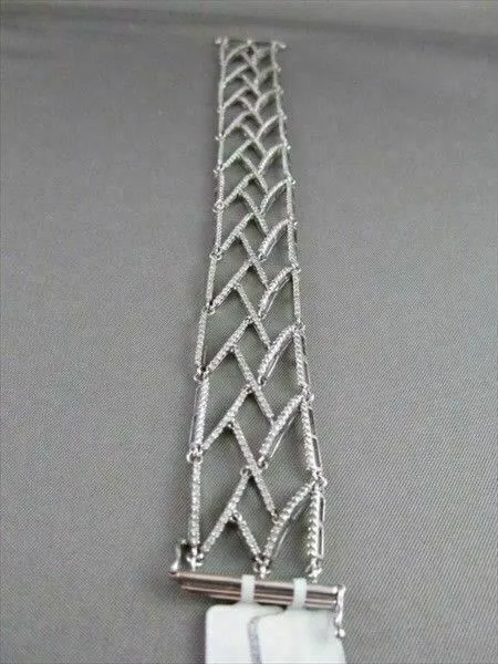 ANTIQUE WIDE 3.45CTW FILIGREE 14KT DIAMOND ZIGZAG BRACELET BEAUTIFUL!!!!!!!!!!