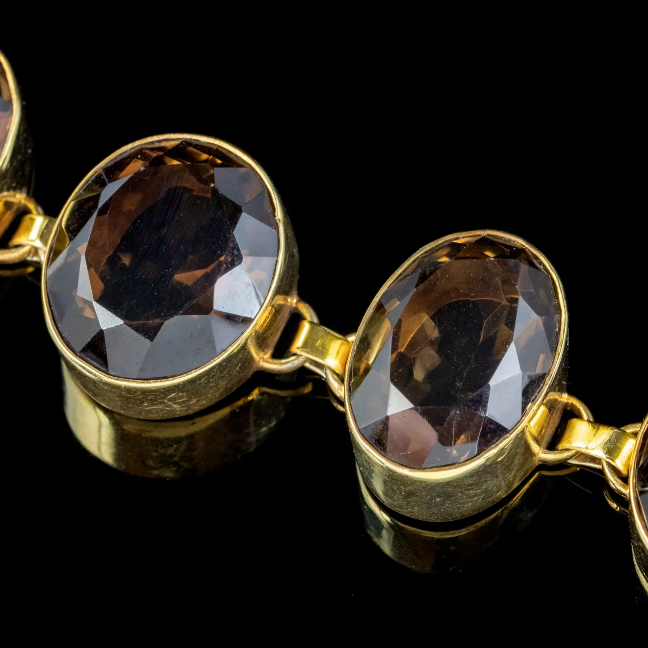 Art Deco Style Smoky Quartz Bracelet Sterling Silver 18ct Gold Gilt