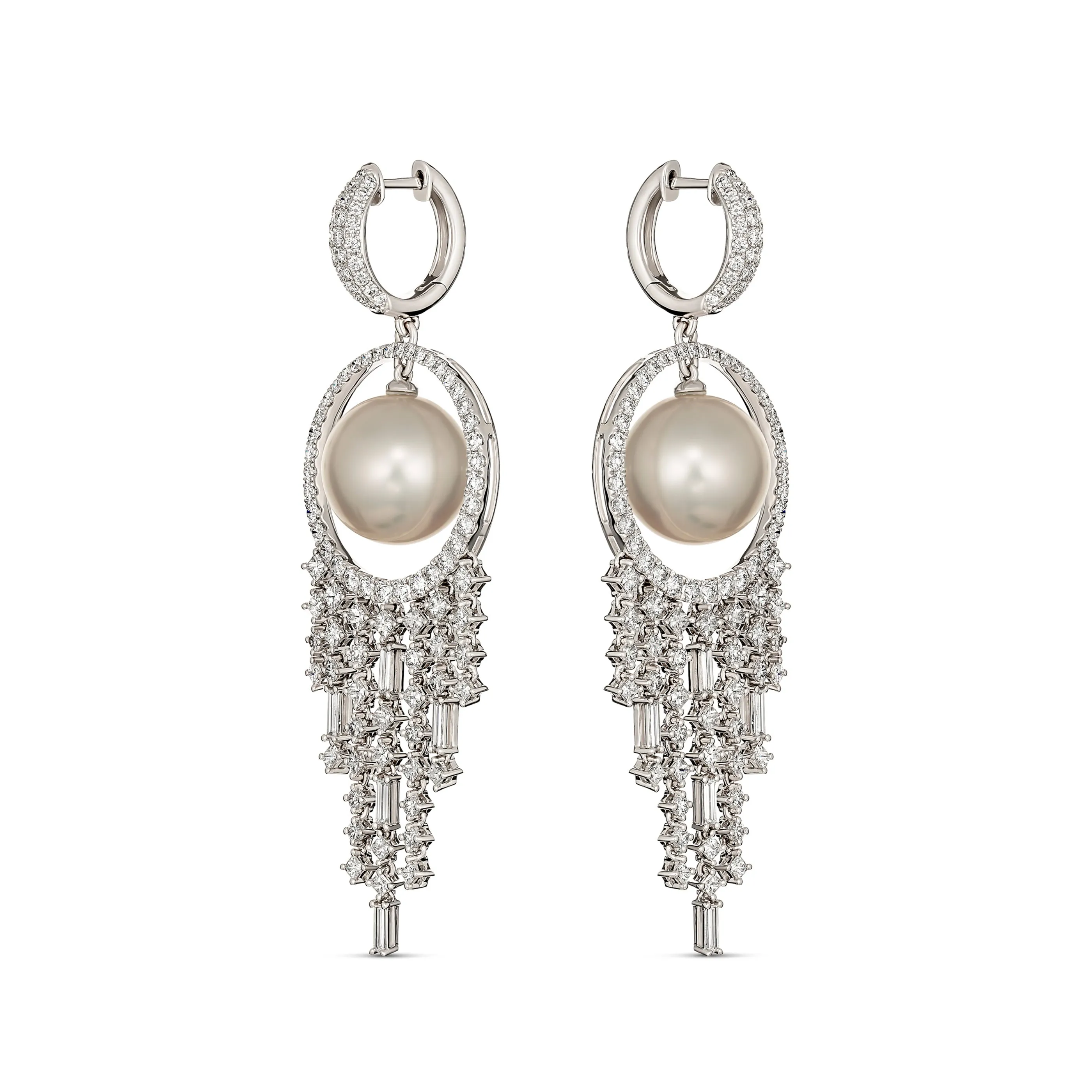 Artisan Pearl and Diamond Chandelier Drop Earrings