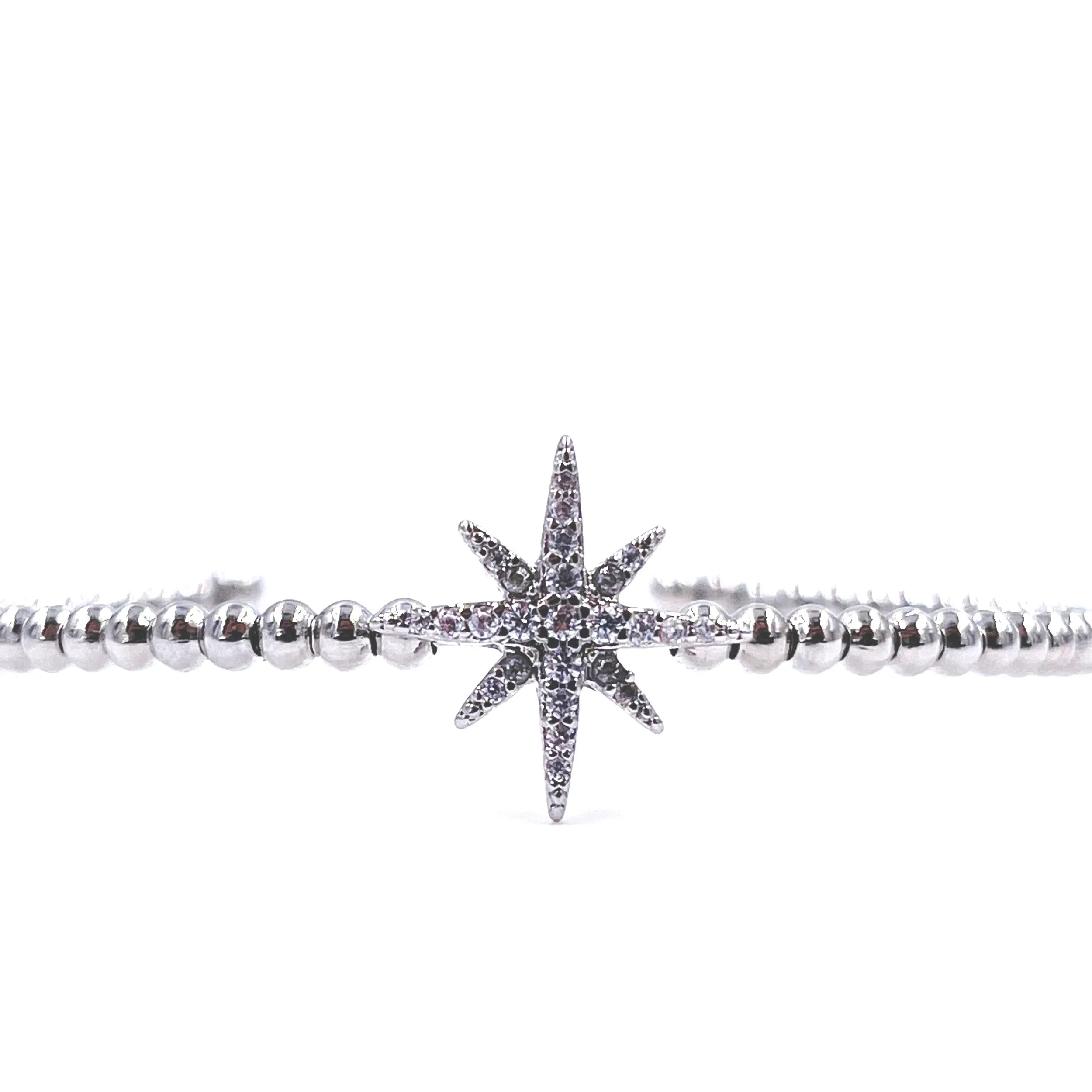 Ashley Gold Stainless Steel CZ Starburst CZ Open Bangle Bracelet