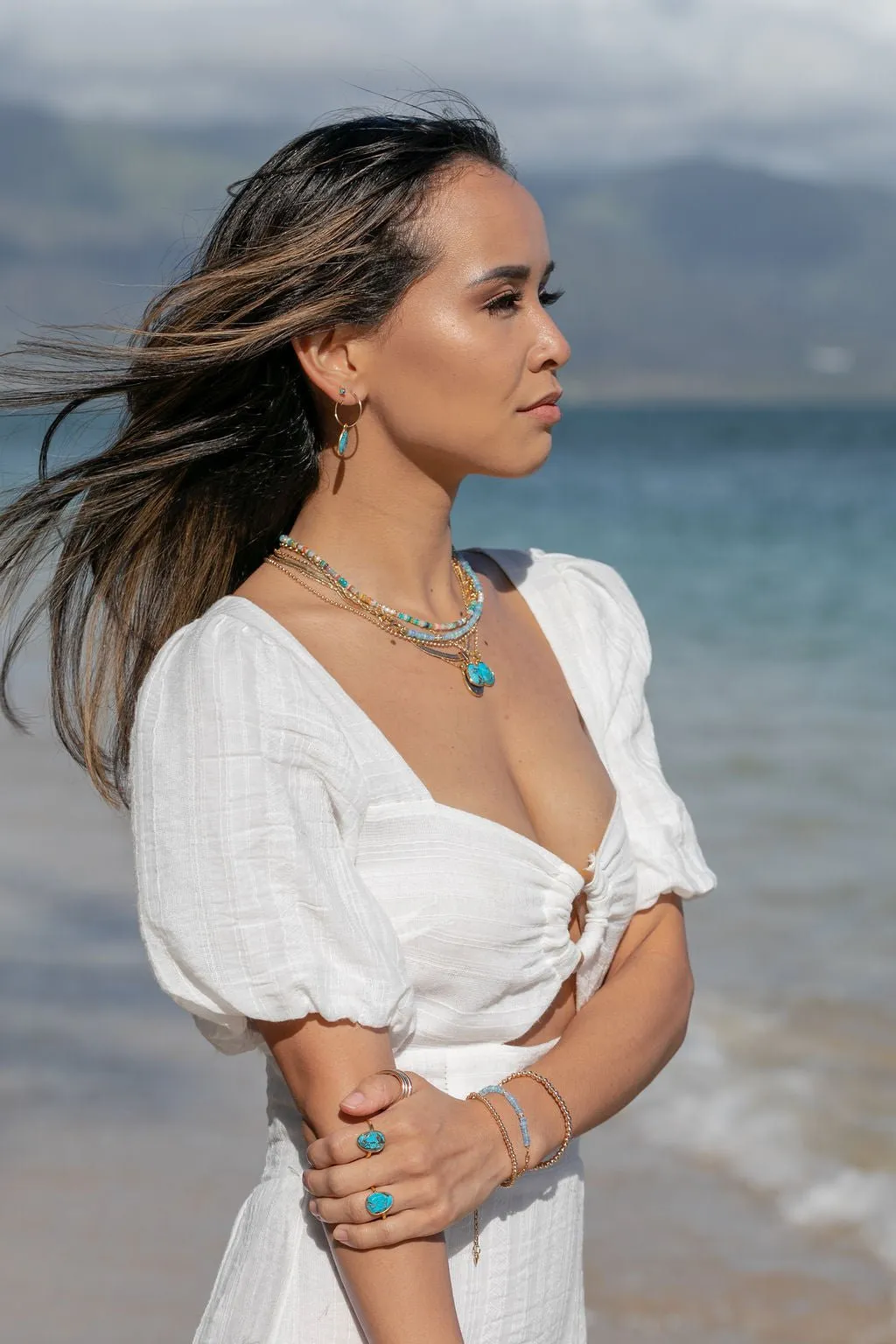 Asymmetrical Mixed Opal & Gold Chain Necklace - Hau’oli