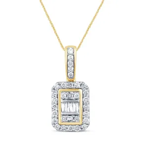 Baguette Emerald Shape Necklace with 1/2ct of Diamonds in 9ct Yellow Gold