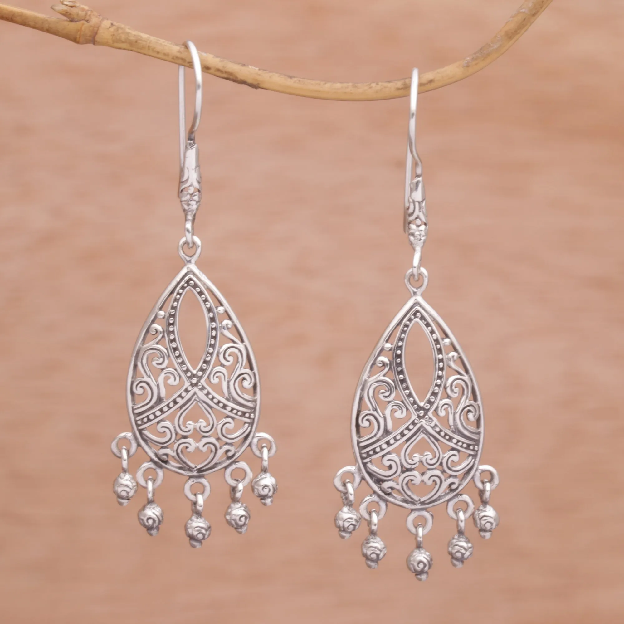 Ballroom Crest Artisan Handmade 925 Sterling Silver Chandelier Earrings