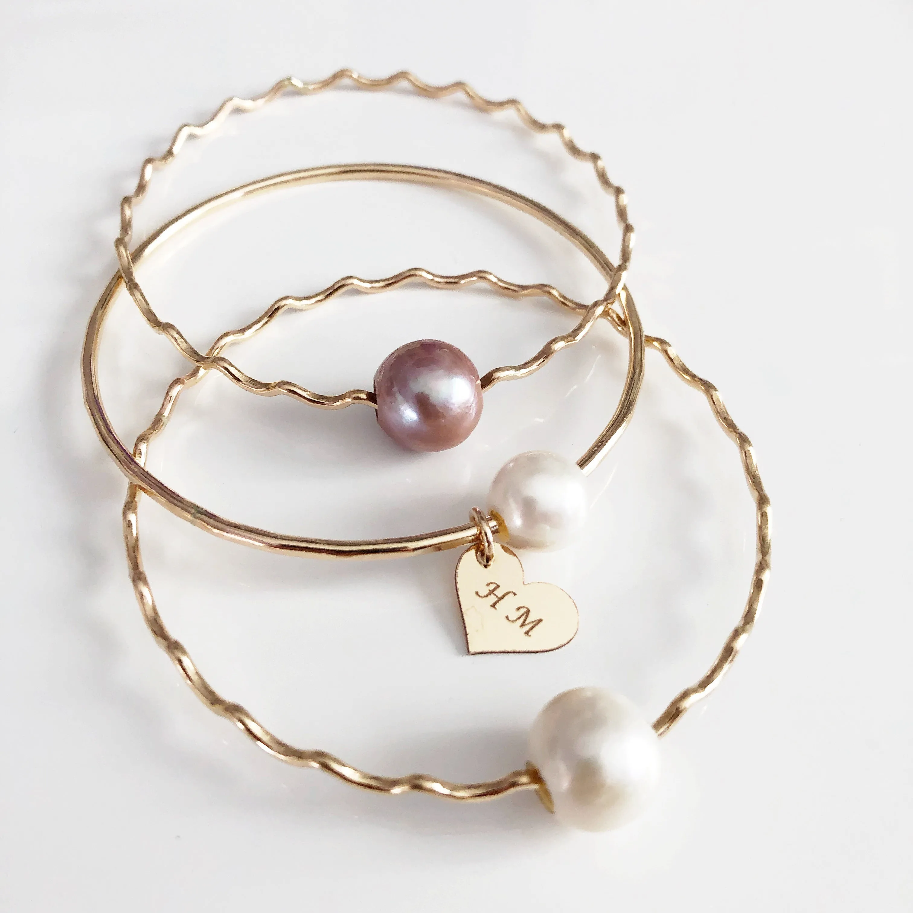 Bangle VICCI - white fresh water pearl (B431)