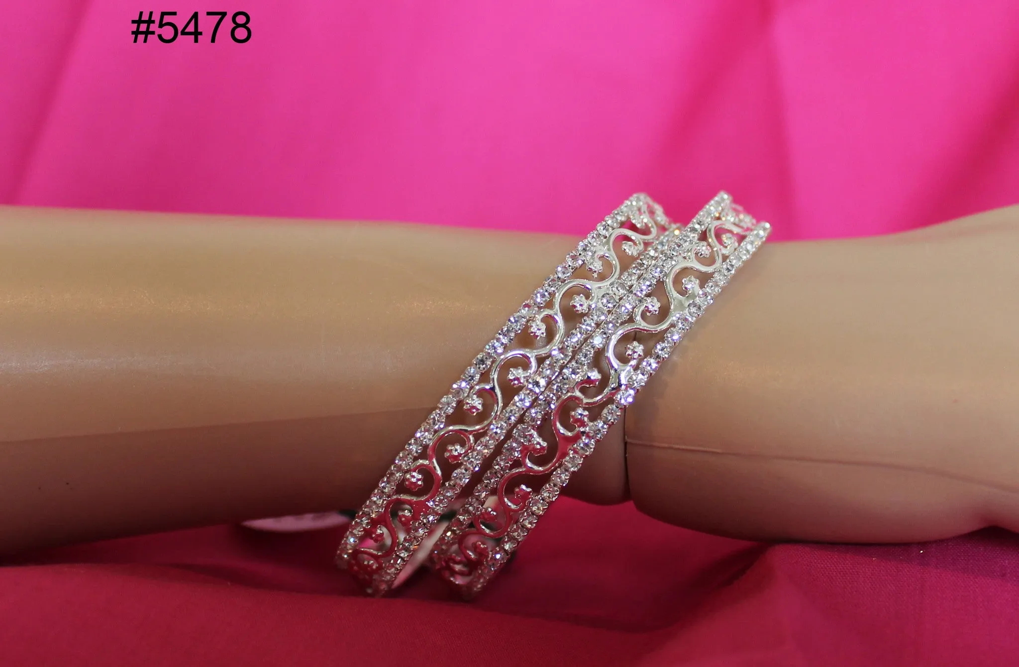 Bangles 5478 Silver Crystal Bangle Kadra Indian Bracelet Polki Jewelry Shieno Sarees Pleasanton