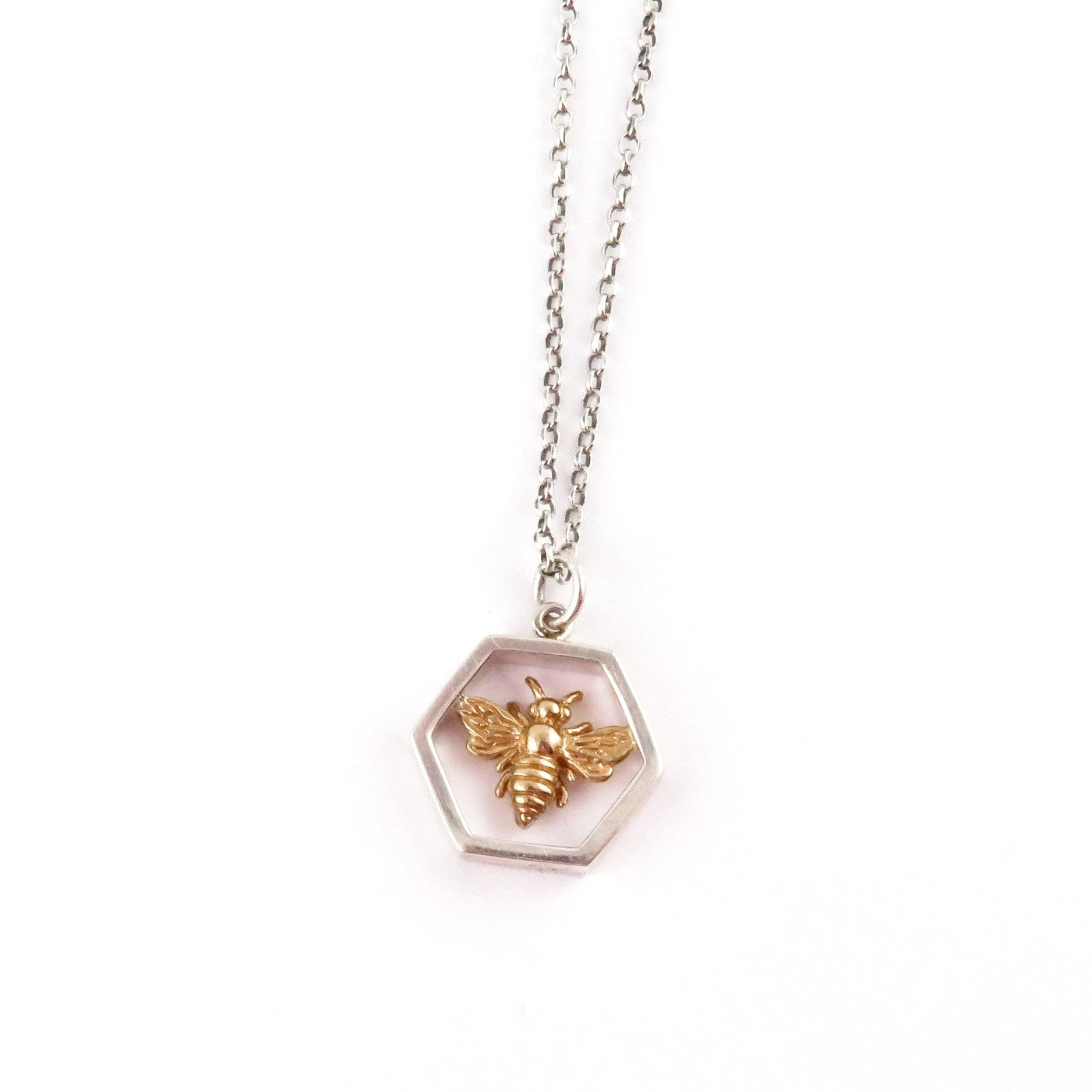 Bee in Honeycomb Hex Necklace