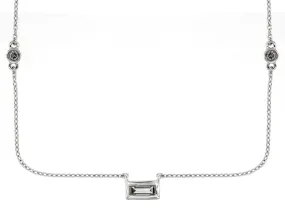 Bezel Set Emerald Cut Diamond Necklace with Stations