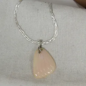 Big Peruvian Pink Opal Pendant Necklace