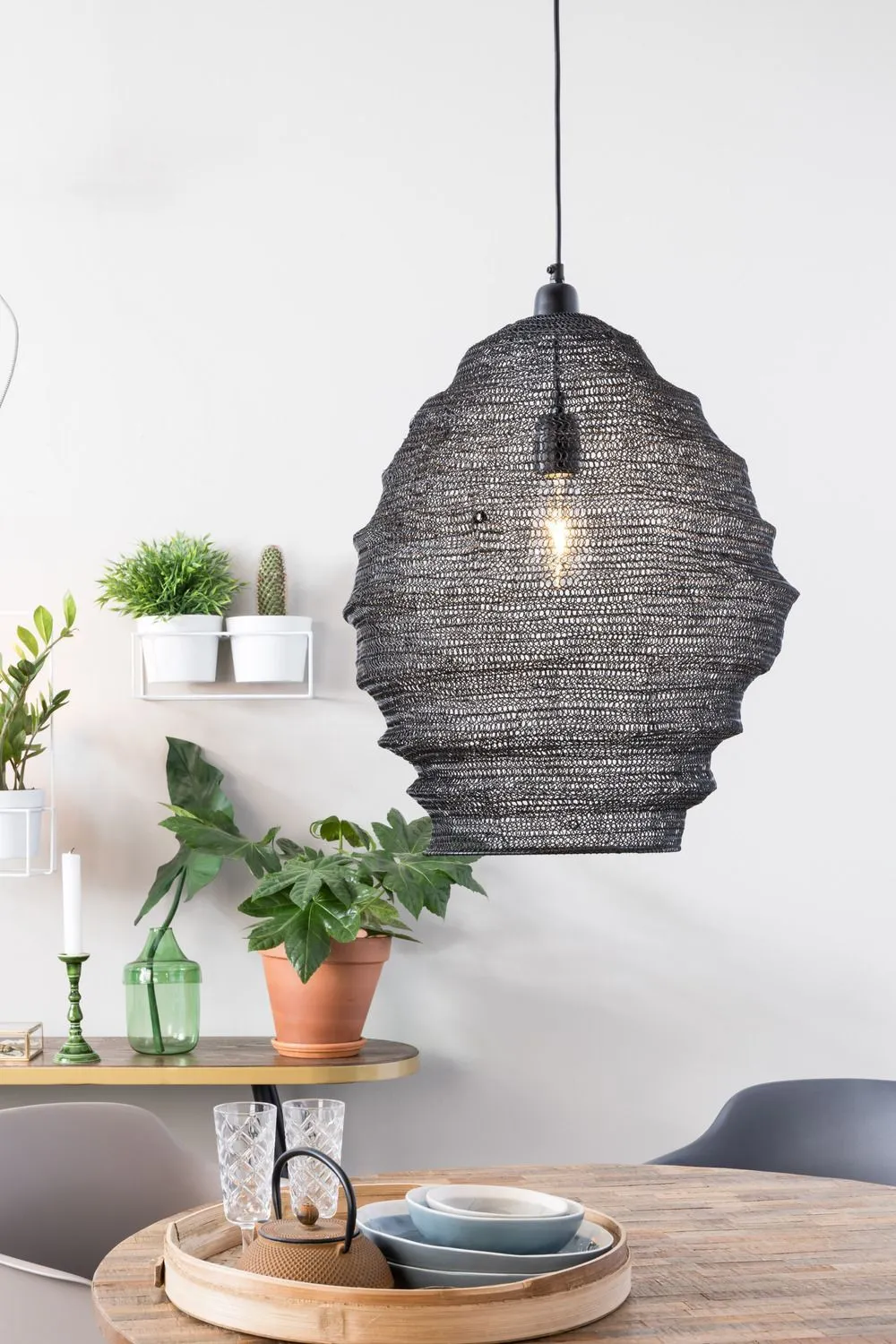 Black Iron Mesh Pendant Lamp L | DF Lena